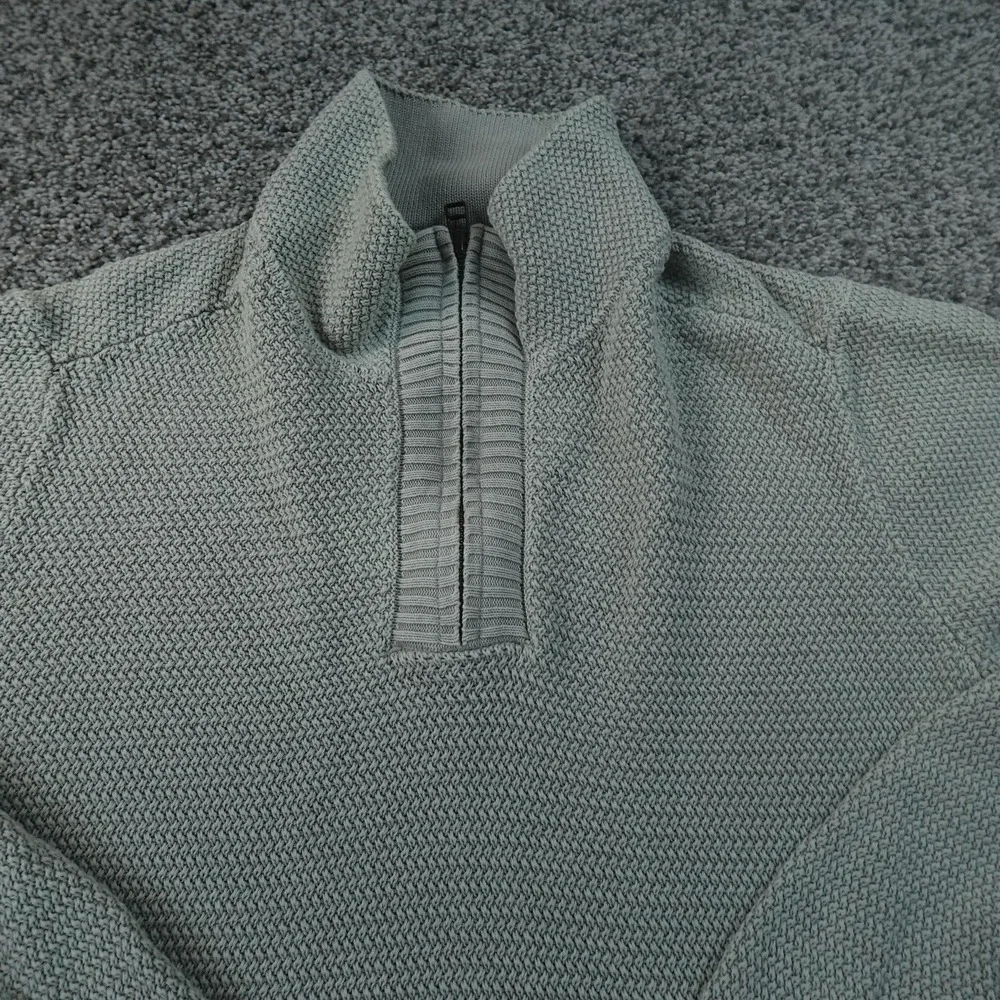 Carbon2Cobalt‎ Sweater Mens M Gray 1/4 Zip Mock Neck Kangaroo Pullover Knit Top